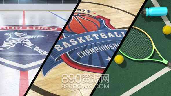 AE模板篮球/冰球/网球运动品牌logo标志介绍动画