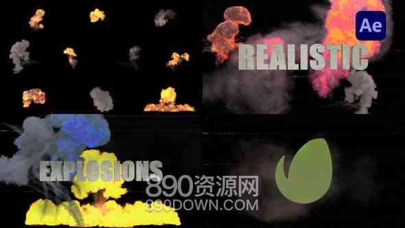 AE模板逼真爆炸VFX动画火焰烟雾特效素材包