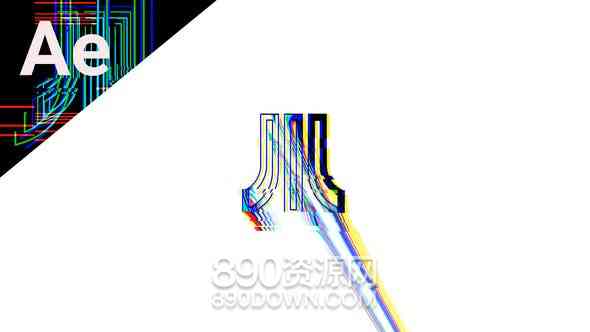 AE模板RGB信号故障干扰效果logo标志动画
