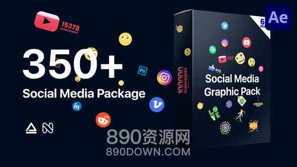 AE脚本350+社交媒体运动图形动画预设素材包Social Media Graphics Pack
