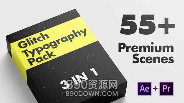 AE+PR模板3套55个信号故障干扰动态文字标题排版文本动画字幕条